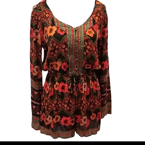 Patrons of Peace Black Floral Romper‎